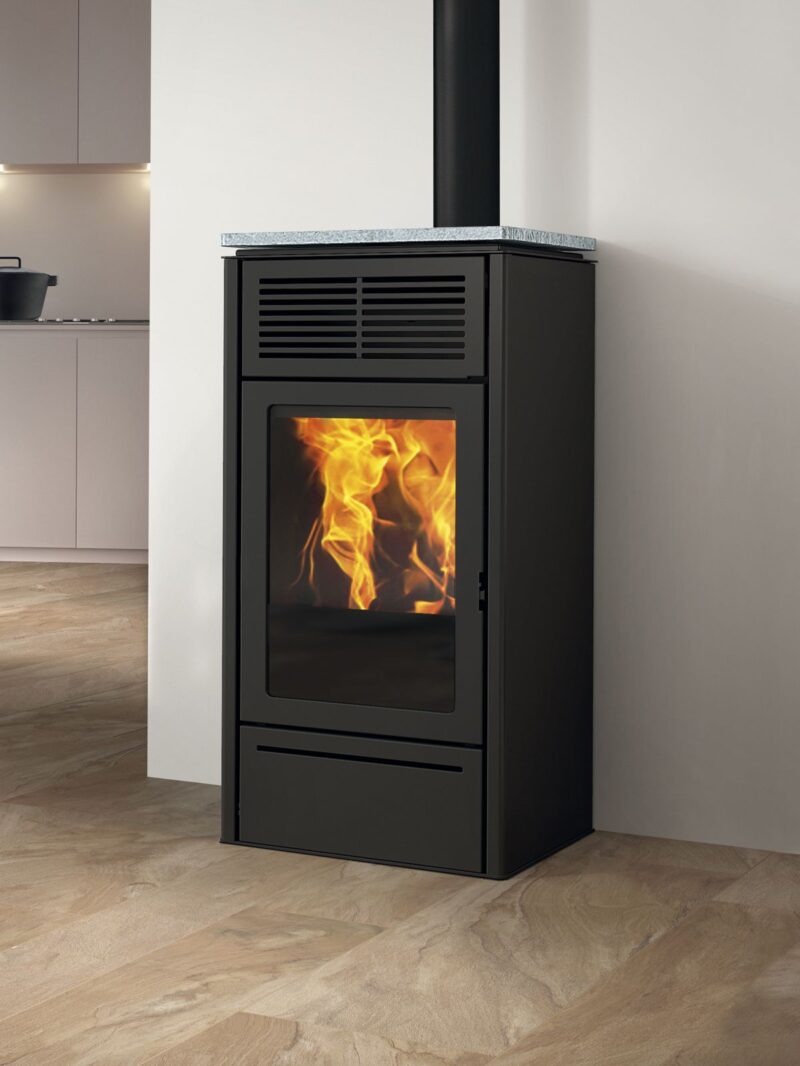 Slide Pellet Stove, Air, Grey Stone